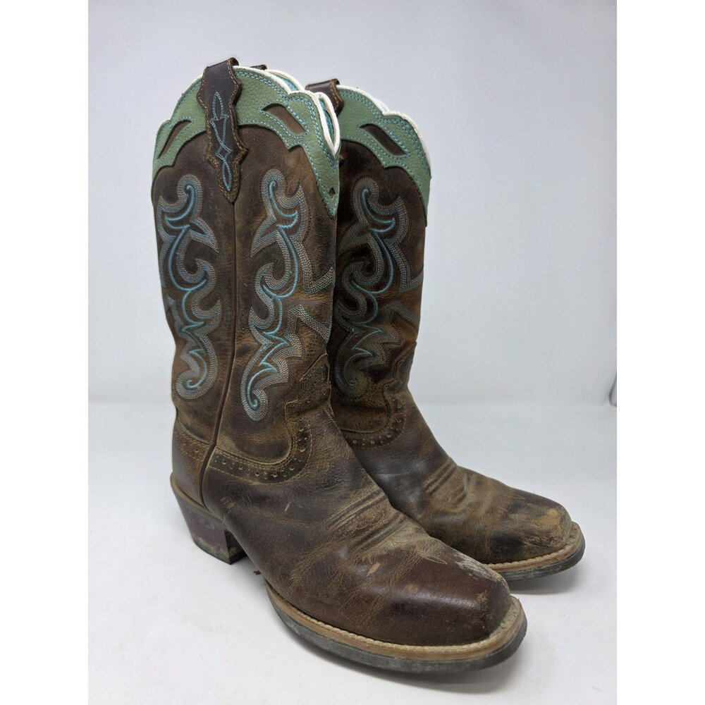 Justin Boots Silver Collection Western Boots SVL7311 Women Size 6.5 C Brown Teal